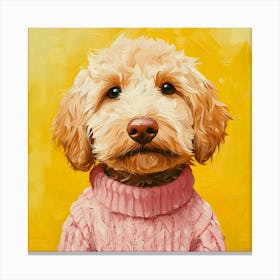 Goldendoodle Yellow And Pink 4 Canvas Print