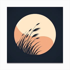Moon And Reeds 1 Canvas Print