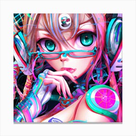 Anime Girl With Headphones 1 Canvas Print