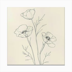 Line Drawing Of Flowers 8 Canvas Print