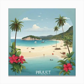 Phuket Thailand Flat Illustration 3 Art Print Canvas Print