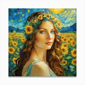 Sunflower Girl yikgg Canvas Print