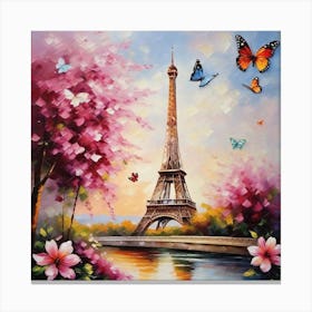 Eiffel Tower And Butterflies 2 Canvas Print