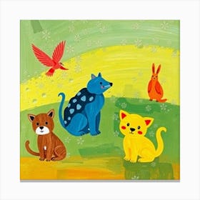 Cats In A Field Canvas Print