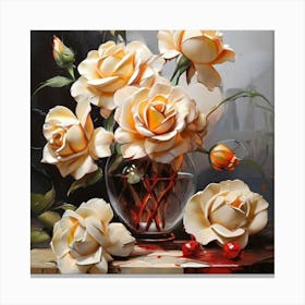 Roses In A Vase Canvas Print