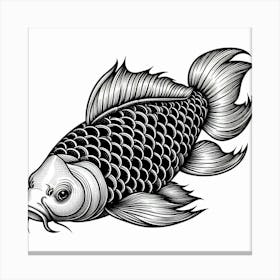 Line Art koi carp 2 Canvas Print