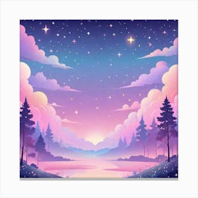 Sky With Twinkling Stars In Pastel Colors Square Composition 258 Canvas Print