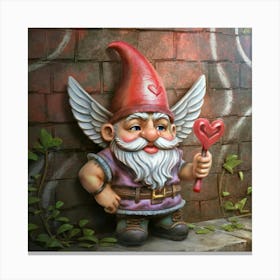 Cupid Gnome With Wings holding A Heart Arrow Canvas Print