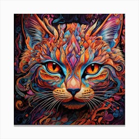 Dreamshaper V7 A Psychedelic Representation Of A Cats Face Wit 0 Canvas Print