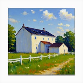 Window to Nature Beautiful Houses and Scenery White Farmhouse Canvas Print