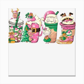 Funny Pink Santa Christmas Coffee Latte Winter Xmas Costume Canvas Print