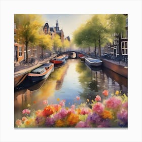 An Enchanting Amsterdam Canal Summer 10 Canvas Print