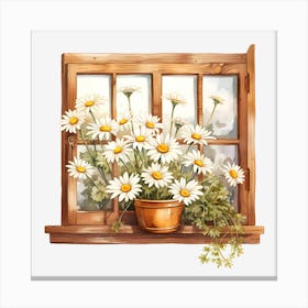 Daisies In A Window Canvas Print