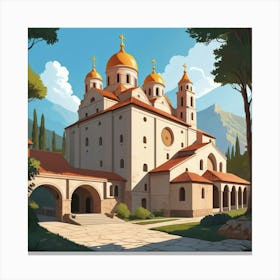 Graphic Design Monastery Art 3 Canvas Print