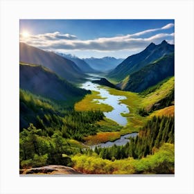 Mountain Valley Hill Meadow River Lake Ocean Desert Plain Forest Tundra Savanna Glacie (3) Canvas Print