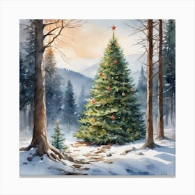 Christmas Tree In The Woods 16 Canvas Print