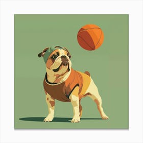 Basketball Bulldog Canvas Print