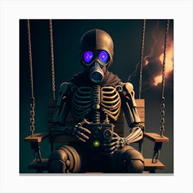 Skeleton Sitting On A Swing Canvas Print