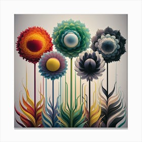 Four Colorful Flowers Canvas Print