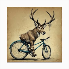 Deer On A Bike 5 Canvas Print