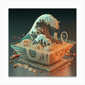 Great Kanagawa Acrylic Ramen Block 3d Render Canvas Print