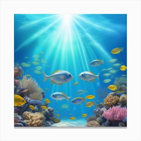 Underwater Serenity Calming Underwater Scenes With Schools Of Fish Coral Reefs And Sunrays Filter 50902353 (2) Canvas Print