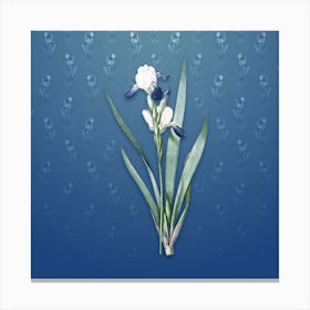 Vintage Tall Bearded Iris Botanical on Bahama Blue Pattern n.1426 Canvas Print
