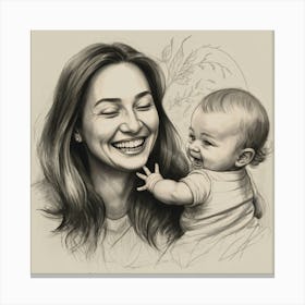 Portrait Of A Mother And Baby Canvas Print