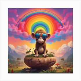 Monkey In The Rainbow Canvas Print