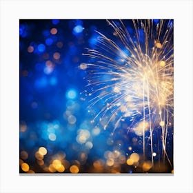 Glittering Fourth Of July Celebration Captured In Golden Fireworks Lighting Up The Defocused Night S (2) Stampe su tela