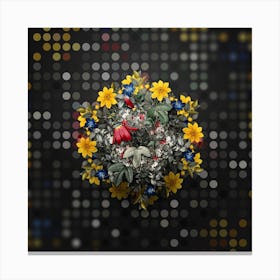 Vintage Red Passion Flower Wreath on Dot Bokeh Pattern n.0813 Canvas Print