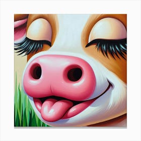 Cow In The Grass Canvas Print