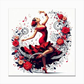 Line Art Flamenco Dancer 4 Canvas Print