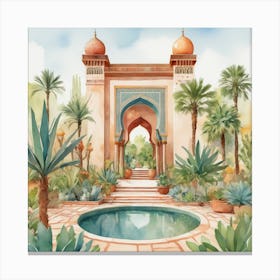 into the garden:Watercolor Arabic Garden Canvas Print