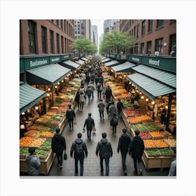 People In A Market Canvas Print