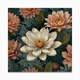 Lotus Flower Seamless Pattern Canvas Print