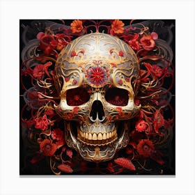 Skull With Flowers 13 Canvas Print