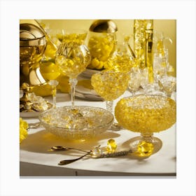 Glassware Set Up On Top Of A White Table Mixed Wit (23) Canvas Print