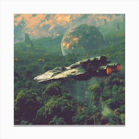 Spaceship In The Forest Canvas Print