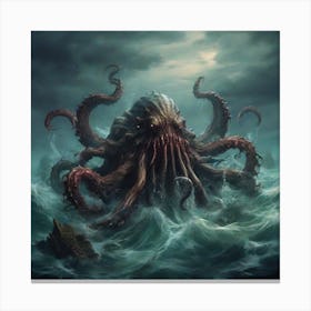 Kraken Monster in the Sea Canvas Print