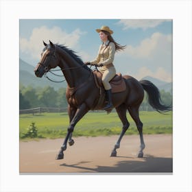 Girl On Horse Canvas Print