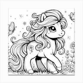 Line Art pony Canvas Print