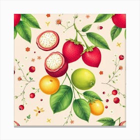 Seamless Pattern With Fruits Canvas Print