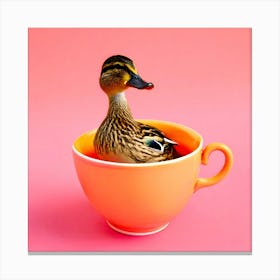 Brown Duck In A Teacup Canvas Print