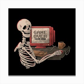 Game Over Skull - Funny Geek Skeleton Gift 1 Canvas Print