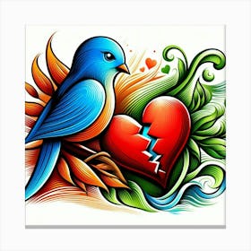 Bird With Broken Heart 1 Canvas Print