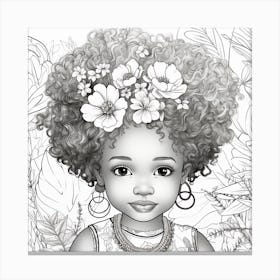 Afro Girl With Flowers 10 Canvas Print