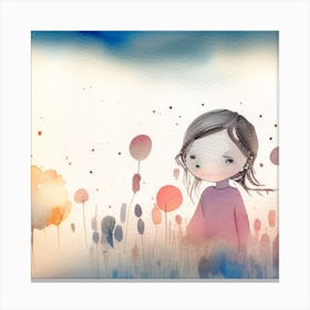 Baby girl in a garden Canvas Print