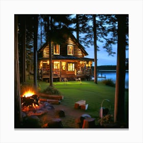 Evening Cookout On The Lake Gigapixel Hq Scale 4 00x Canvas Print