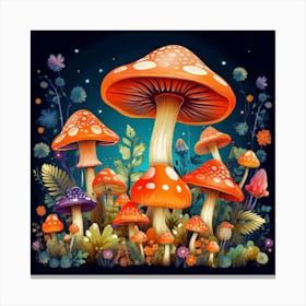 Mushrooms In The Night Canvas Print